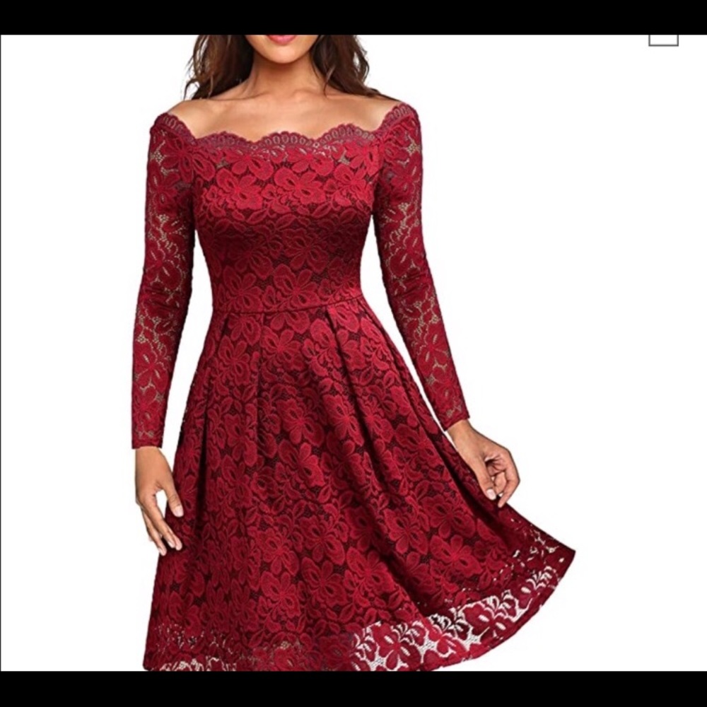 Red lace dress